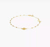 14K Yellow Gold Religious Cross and Rosary Beaded Bracelet, 7.5 inches