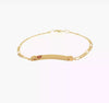 14k Yellow Gold Medical Red Enamel Cross Figaro Alert ID Bracelet
