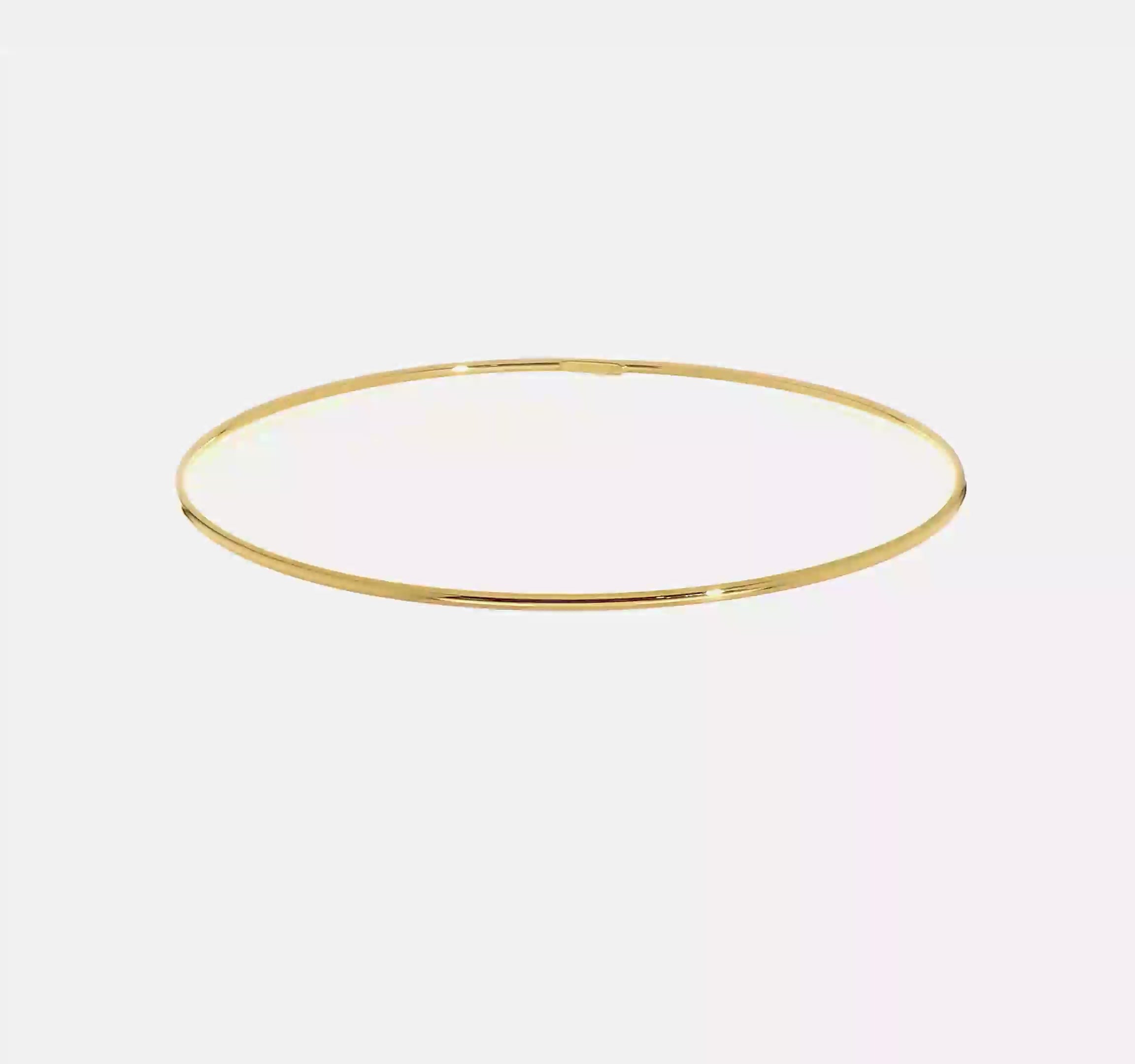 14k Gold 1.5mm High Polished Slip-on Bangle Bracelet, 8 Inches