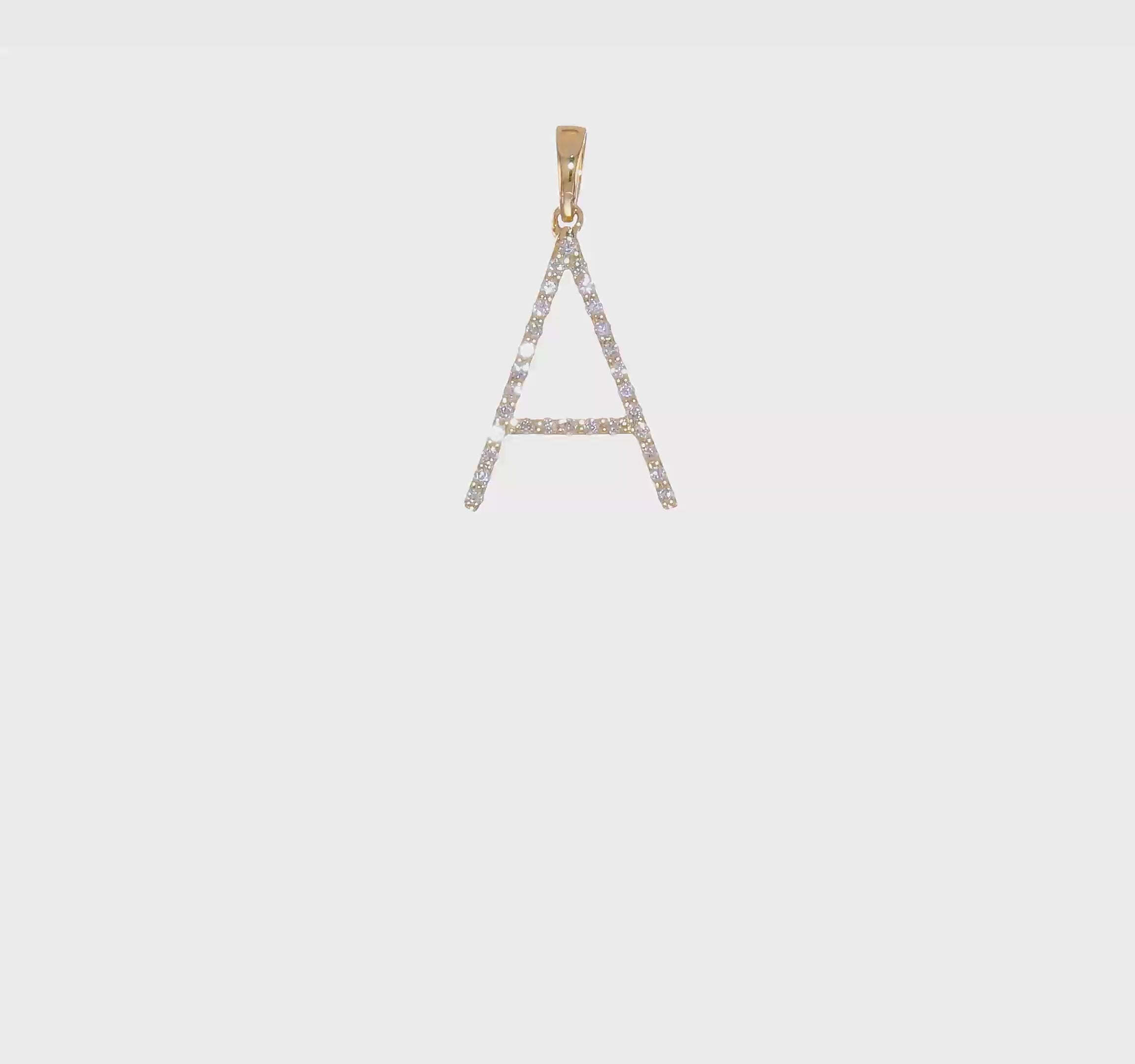 14K Yellow Gold Diamond Letter Initial Pendant