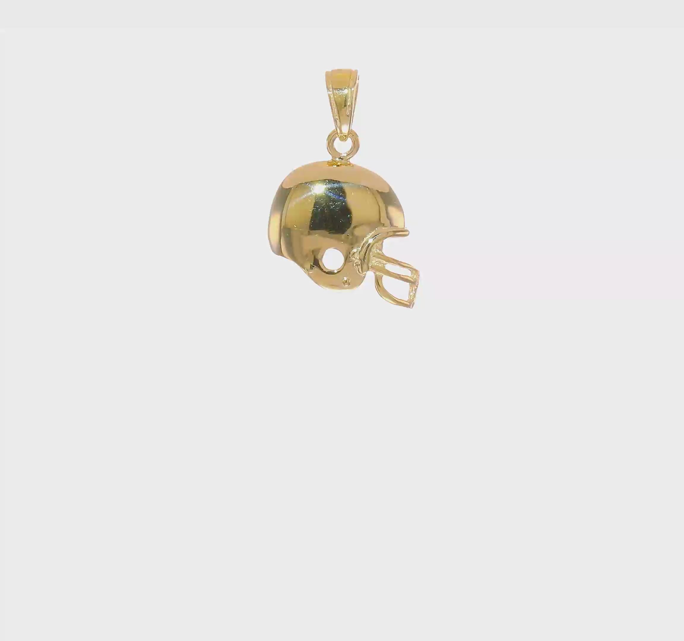 10k Yellow Gold Football Helmet Pendant, 20x13mm