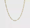 14k Real Gold Flat Paperclip Chain Necklace, 4mm Width