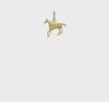 10k Yellow Gold Running Horse Charm Pendant, 13x13mm