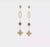 14K Yellow Gold Twisted Fancy Flower Post Drop Dangle Earrings