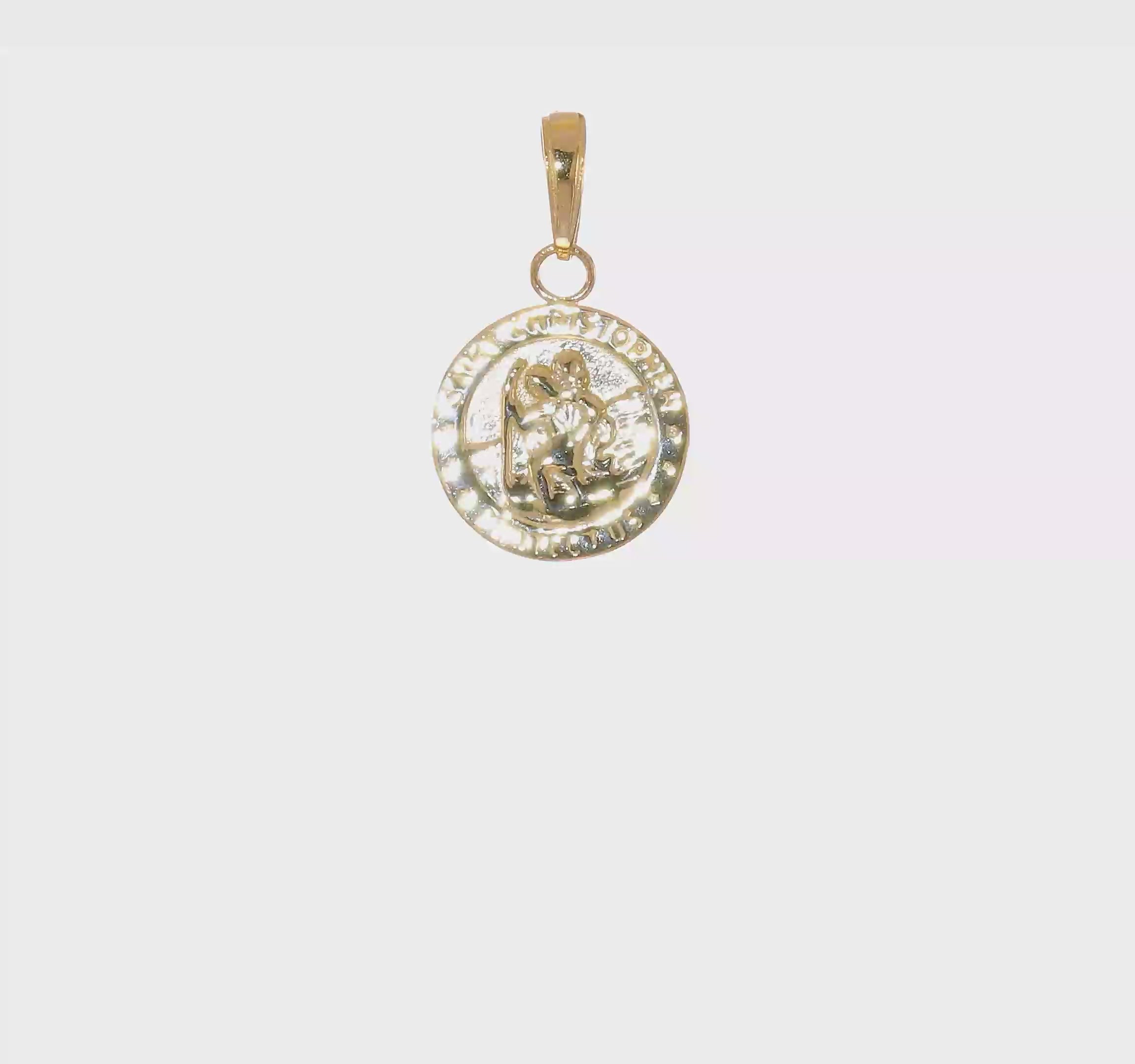 14k Yellow Gold Saint Christopher Medal Charm Pendant, 21x12mm