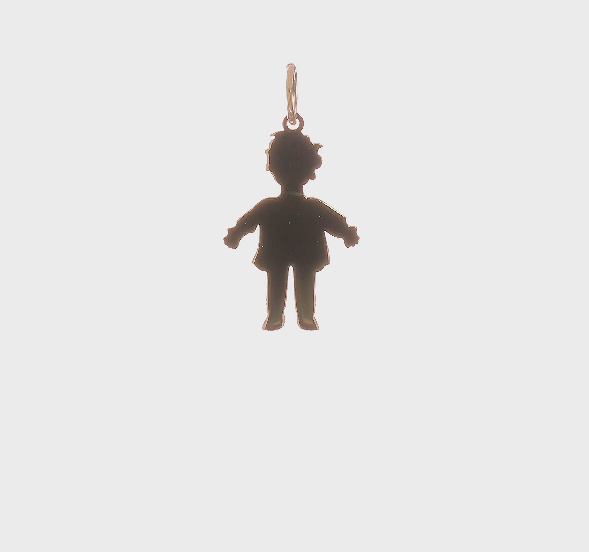14K Yellow Gold Boy's Silhouette Charm Engravable Pendant