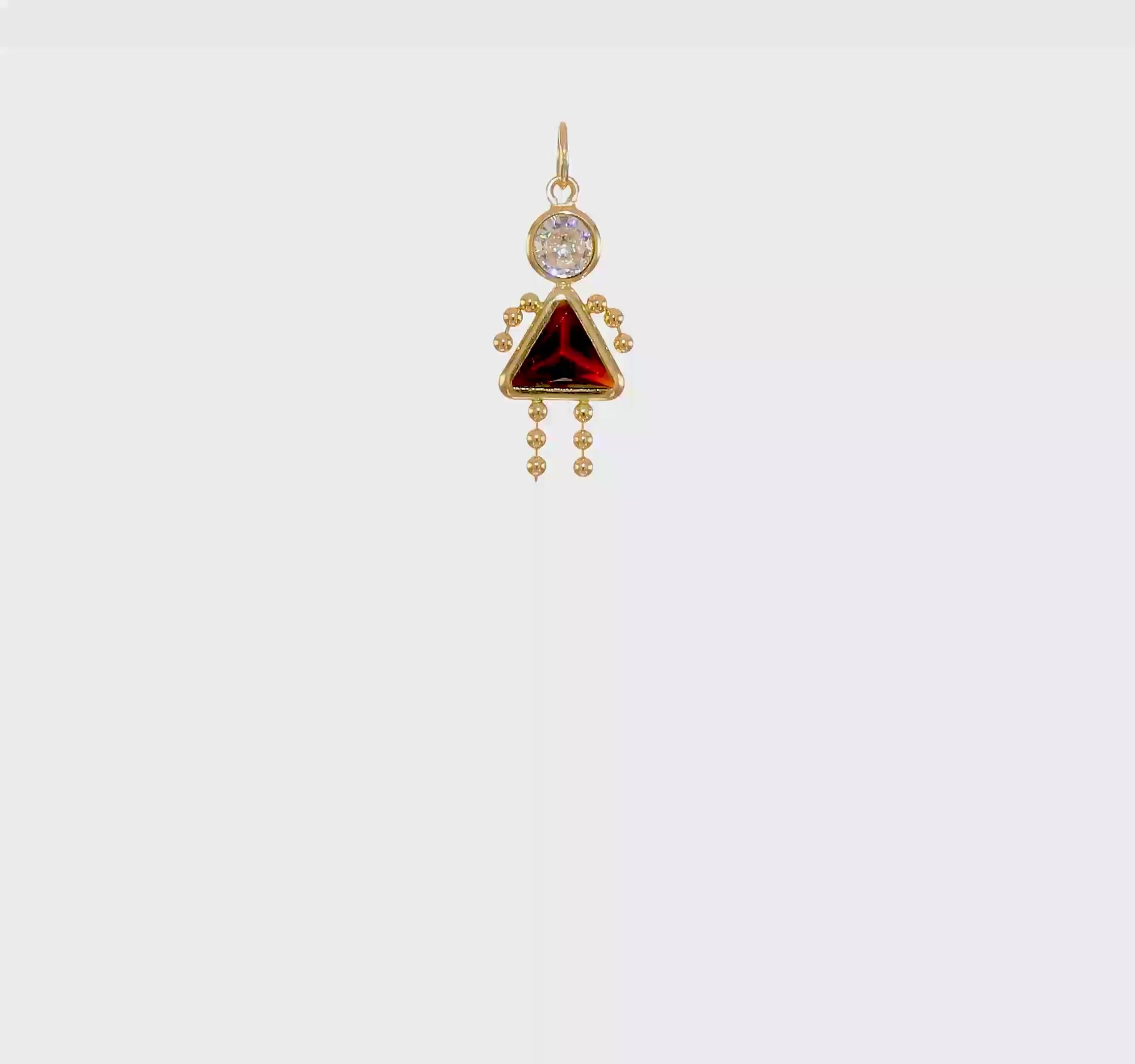14k Yellow Real Gold Female Birthstone Pendant Charm , 20x10mm