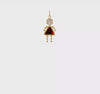 14k Yellow Real Gold Female Birthstone Pendant Charm , 20x10mm