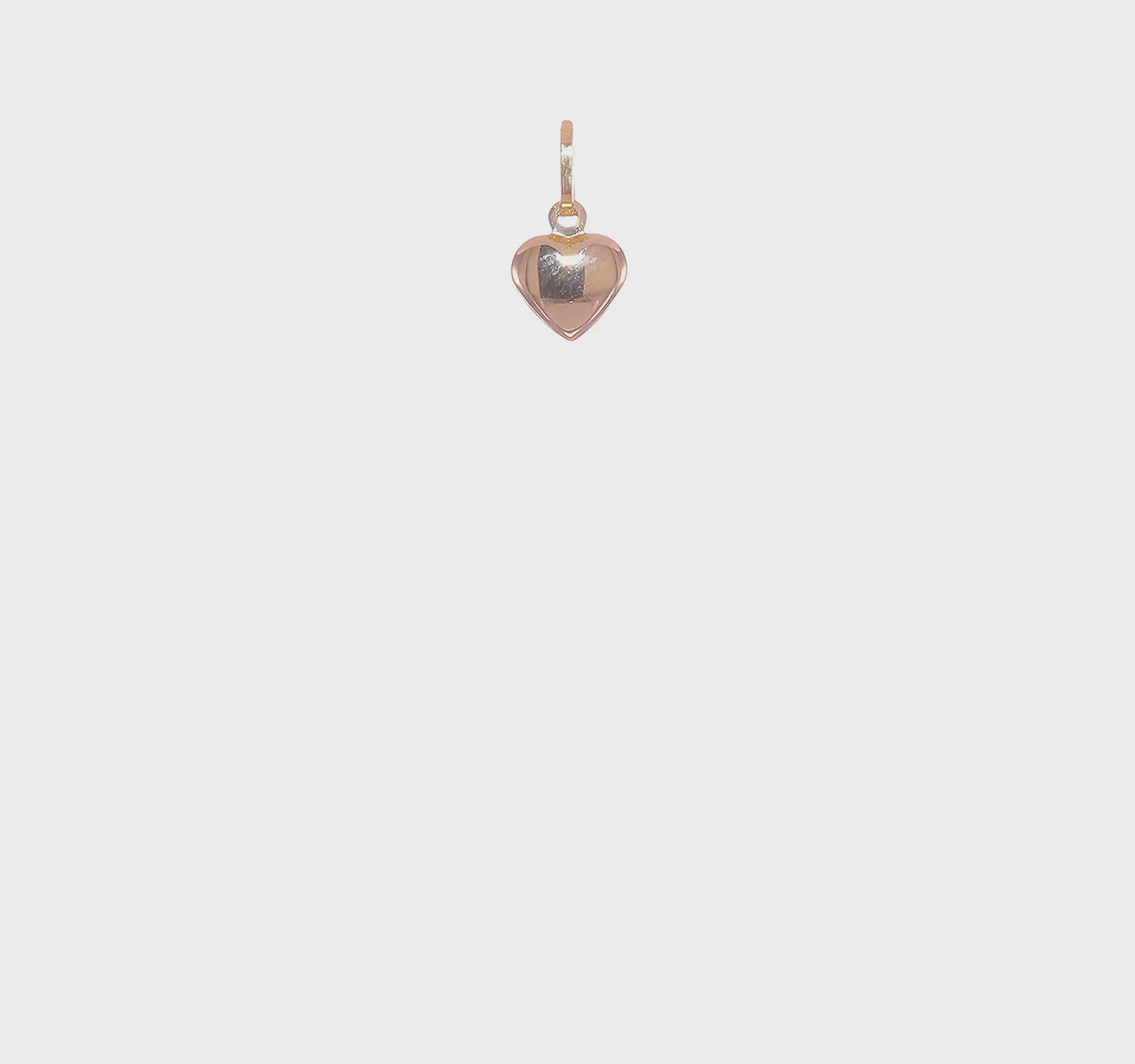 14K Yellow Gold  3-D Puffed Heart Charm Pendant, 11x6mm