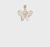 10k Yellow Gold Diamond-Cut Butterfly Charm Pendant, 18x16mm