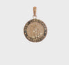 14k Real Yellow Solid Gold Saint Christopher Medal Round Pendant, 17.5mm