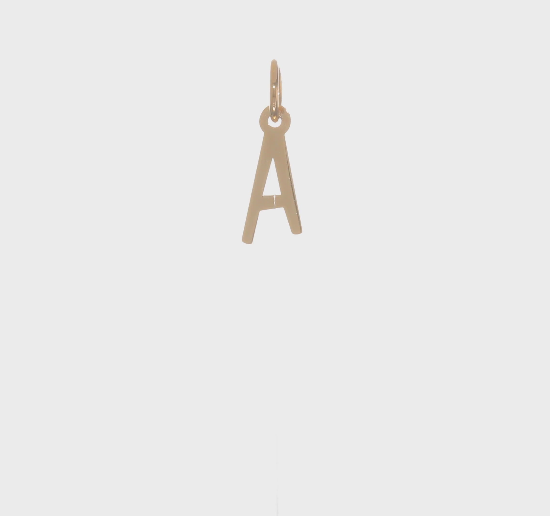 10K Yellow Gold Initial Letter Pendant Charm, Block Style, 13mm x 6mm