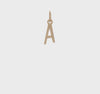 10K Yellow Gold Initial Letter Pendant Charm, Block Style, 13mm x 6mm
