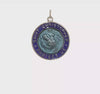 Sterling Silver Blue Enameled St. Christopher Medal Pendant, 20mm Diameter