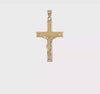14k Yellow Gold High Polished Crucifix Jesus Pendant, 40x21mm