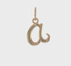 14k Yellow Gold Script Initial Charm Pendant, 14 x10mm