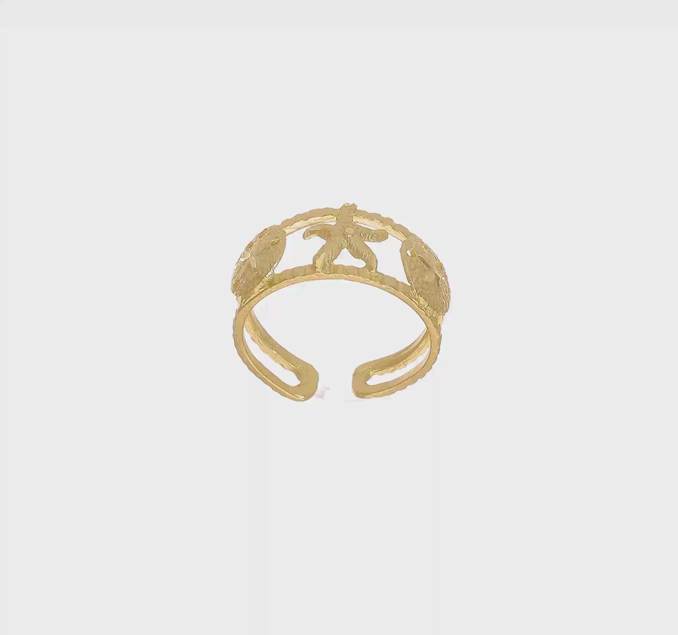 14k Yellow Gold Starfish Adjustable Toe Ring