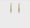 14K Yellow Gold Textured Oval Hoop Earrings, 25x17mm