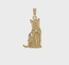 14K Real Solid Yellow Gold Sitting Cat Pendant, 25x13mm