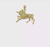 10k Yellow Gold Raging Bull Pendant, 29x29mm