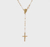 Sterling Silver Gold Plated Religious Rosary Cross Necklace, 18 inch