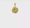 10K Yellow Gold Love Knot Pendant, Textured Design, 16mm