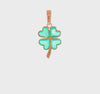 14K Yellow Gold 4-Leaf Clover Enameled, 20x10mm