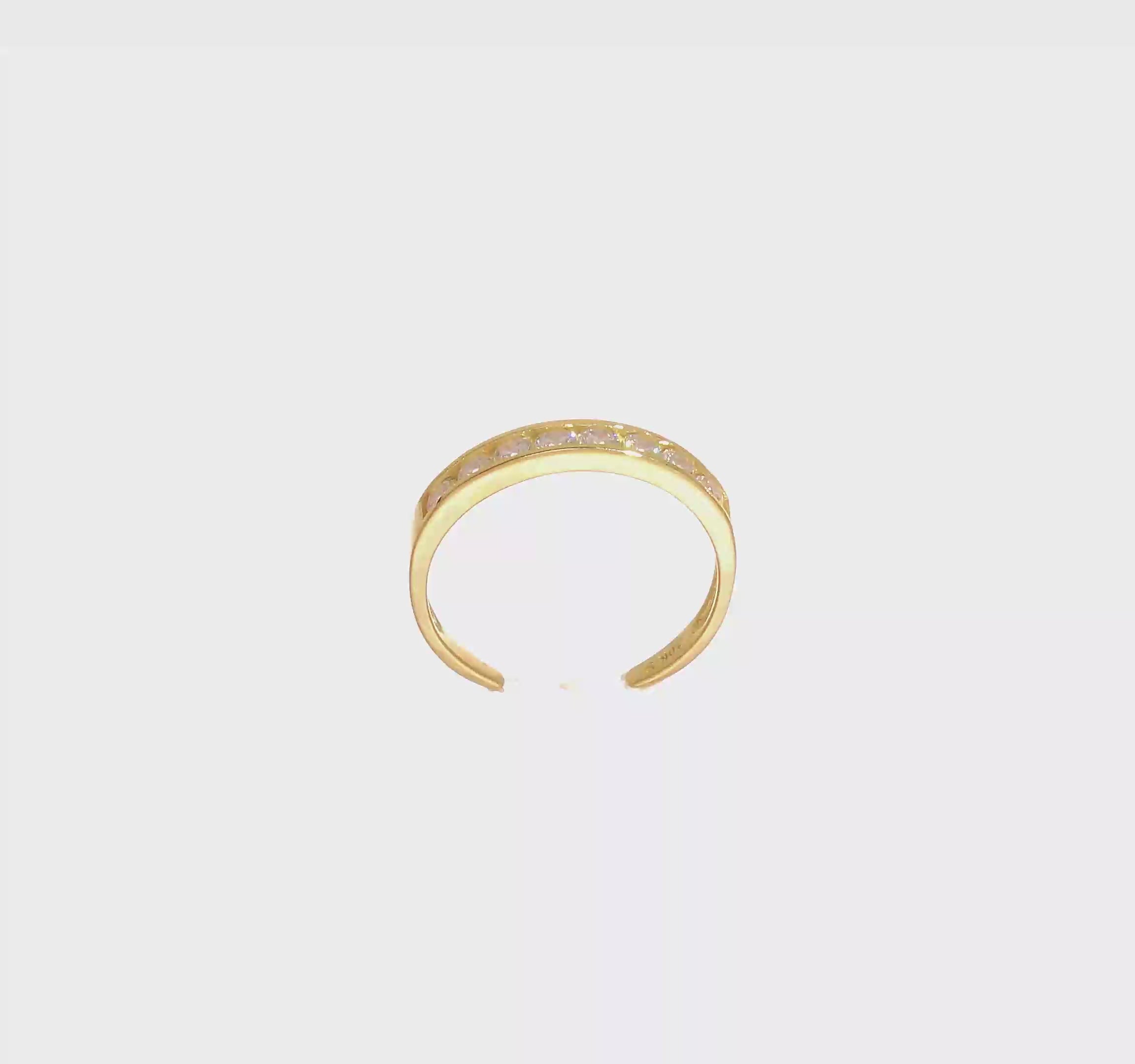 10k Yellow Gold High Polished Channel-set White CZ Toe Ring