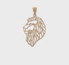 14k Yellow Gold Diamond-Cut Lion Head Pendant, 23x17mm