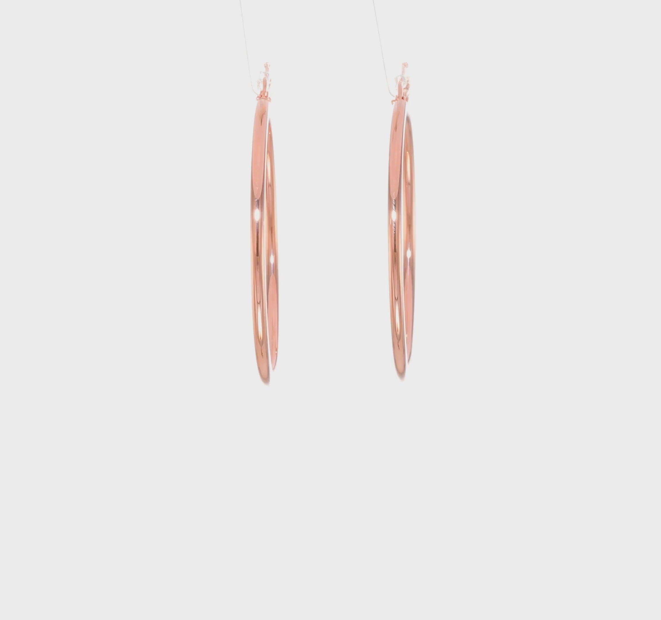 14k Rose Gold 2mm Polished Round Tube Hoop Earrings