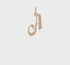 10K Yellow Gold Small Fancy Script Letter Initial Charm Pendant, 16x15mm