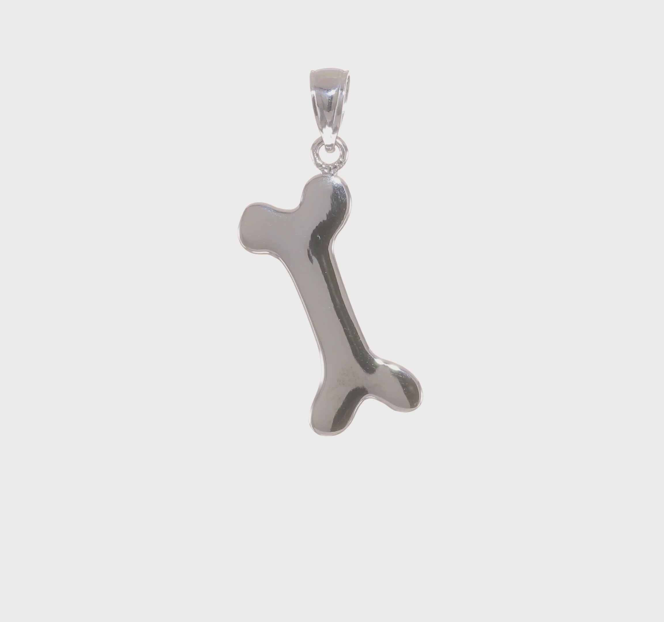 14k Solid Gold Polished Dog Bone Charm, 34x19mm