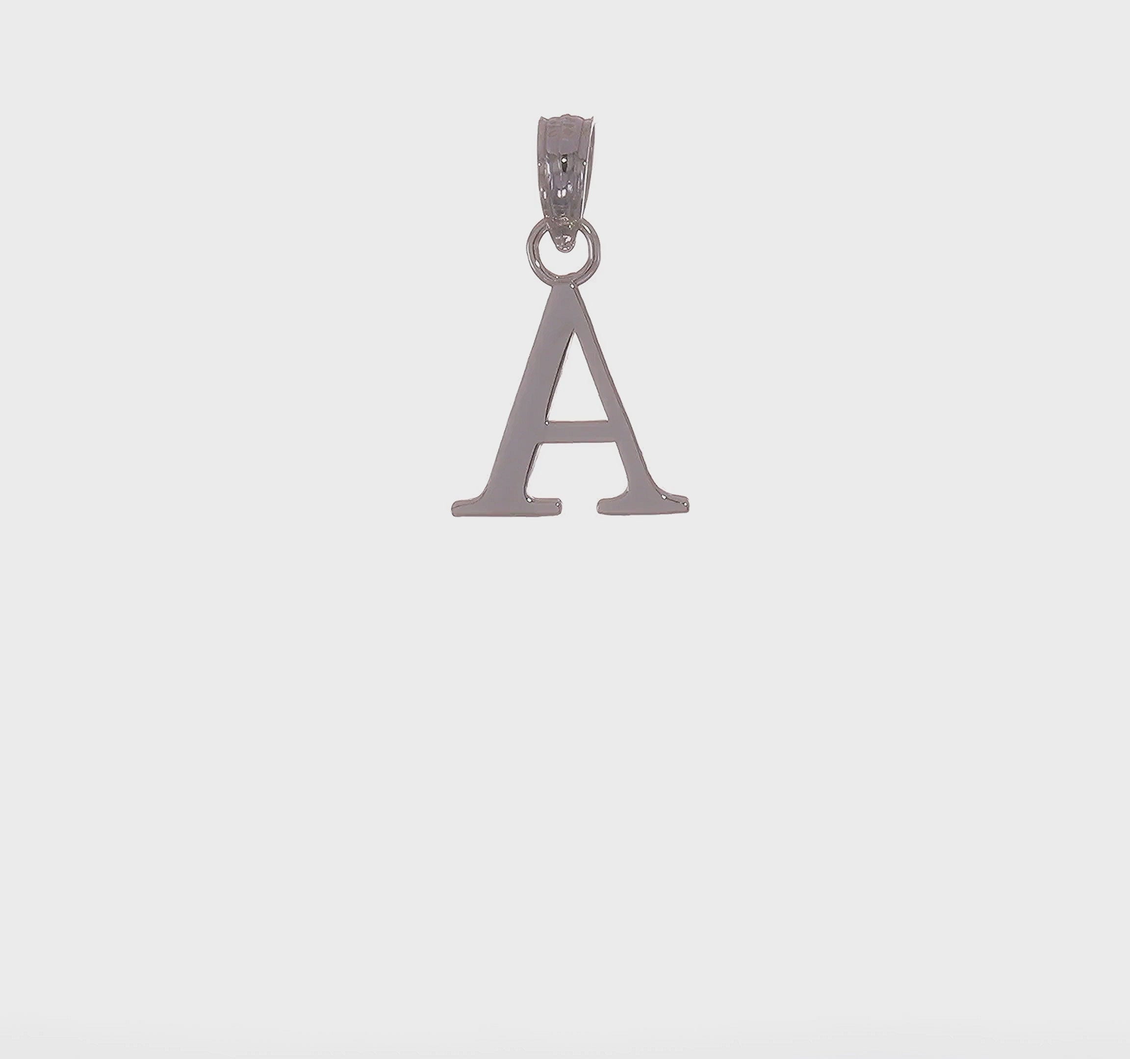 14K White Gold Block Font Letter Initial Pendant, 12x13mm
