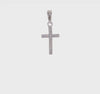 Sterling Silver Rhodium-Plated Cubic Zirconia Cross Pendant, 20mm x 8mm