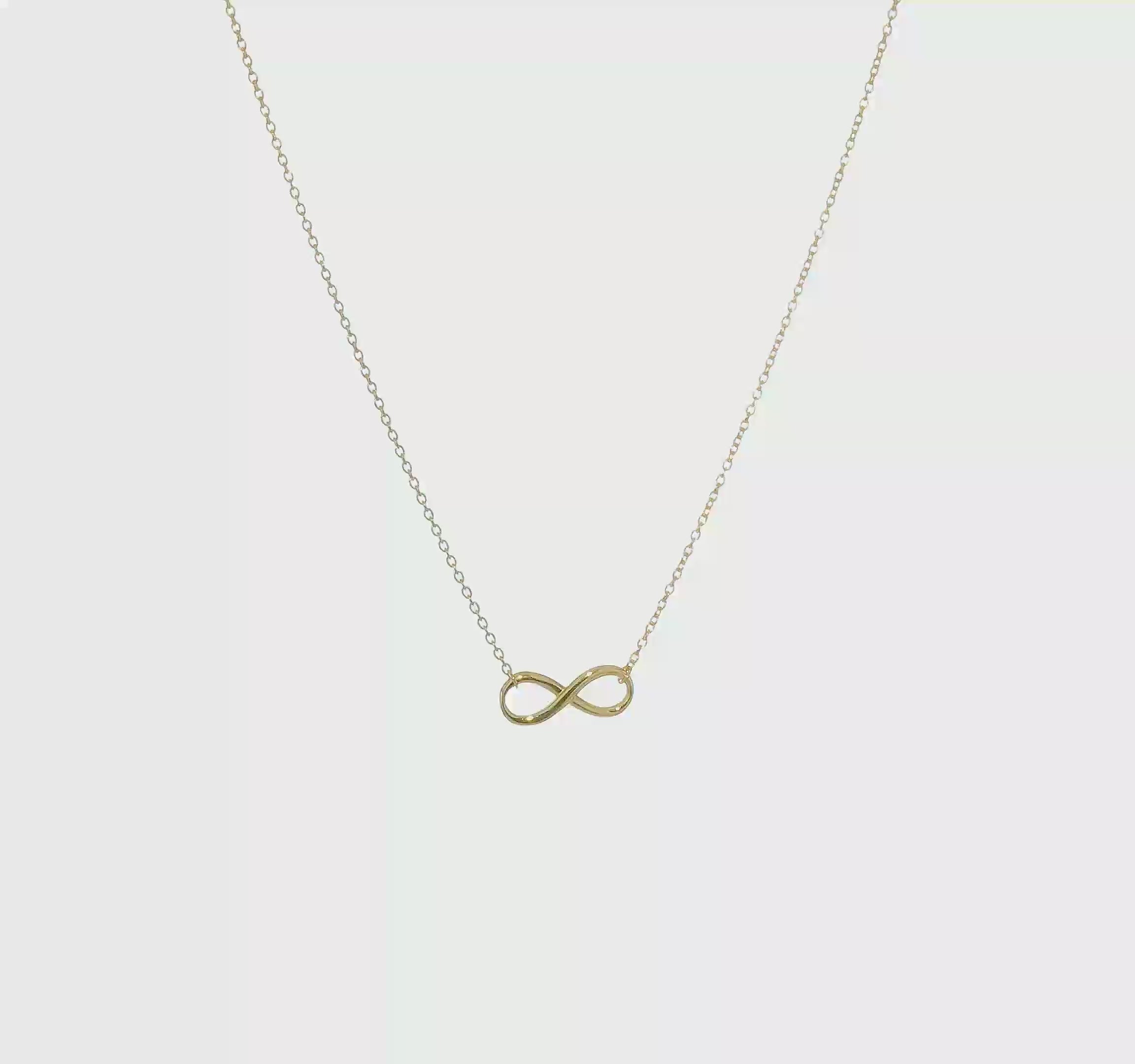 14k Real Solid Gold High Polished Infinity Charm Anklet, 9-10 in Adjustable