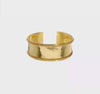 14K Solid Yellow Gold Hammered Rope Edge 22mm Width Cuff Bangle