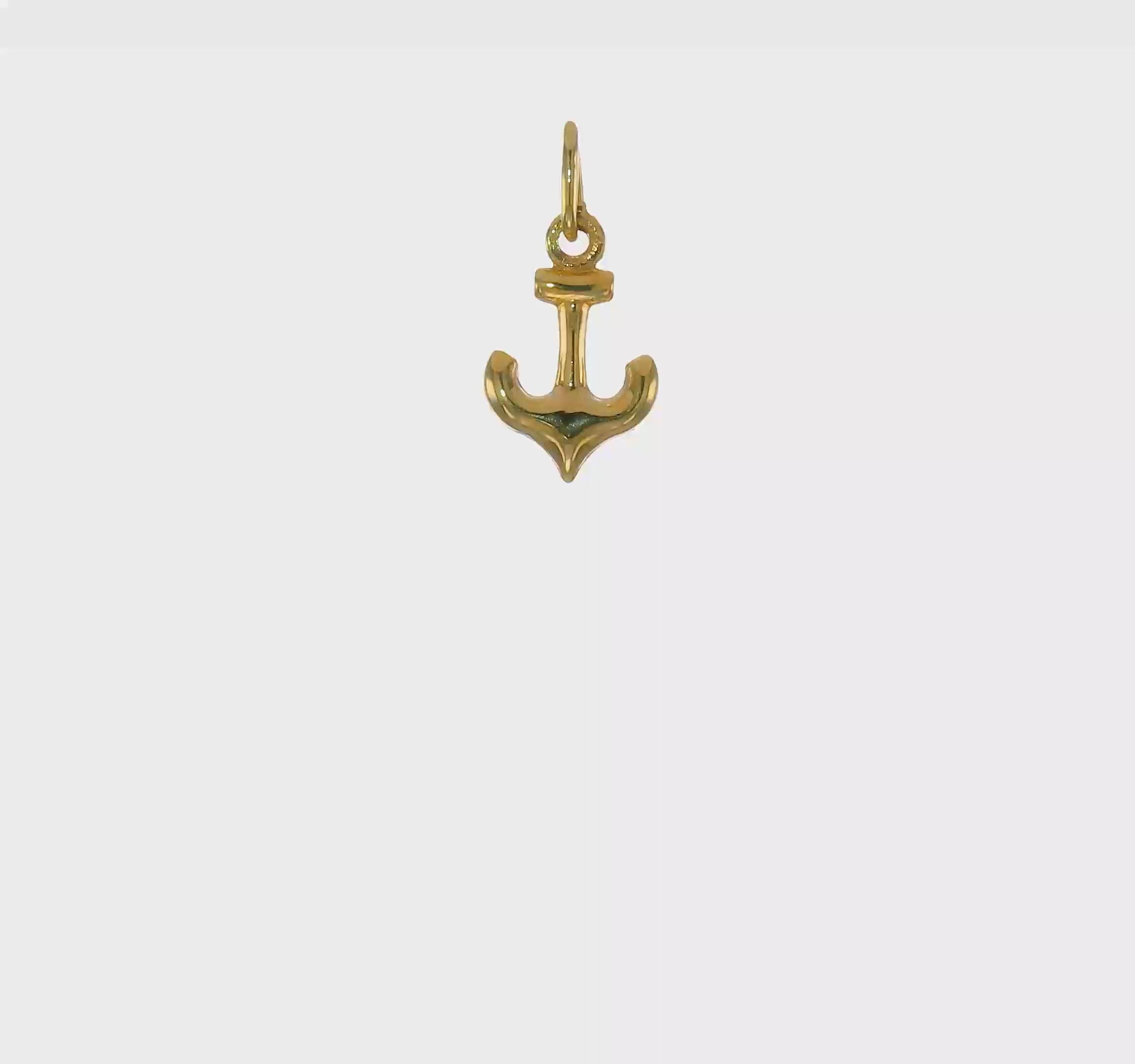 14K Yellow Gold Anchor Charm Pendant, Nautical Design, 16x8mm