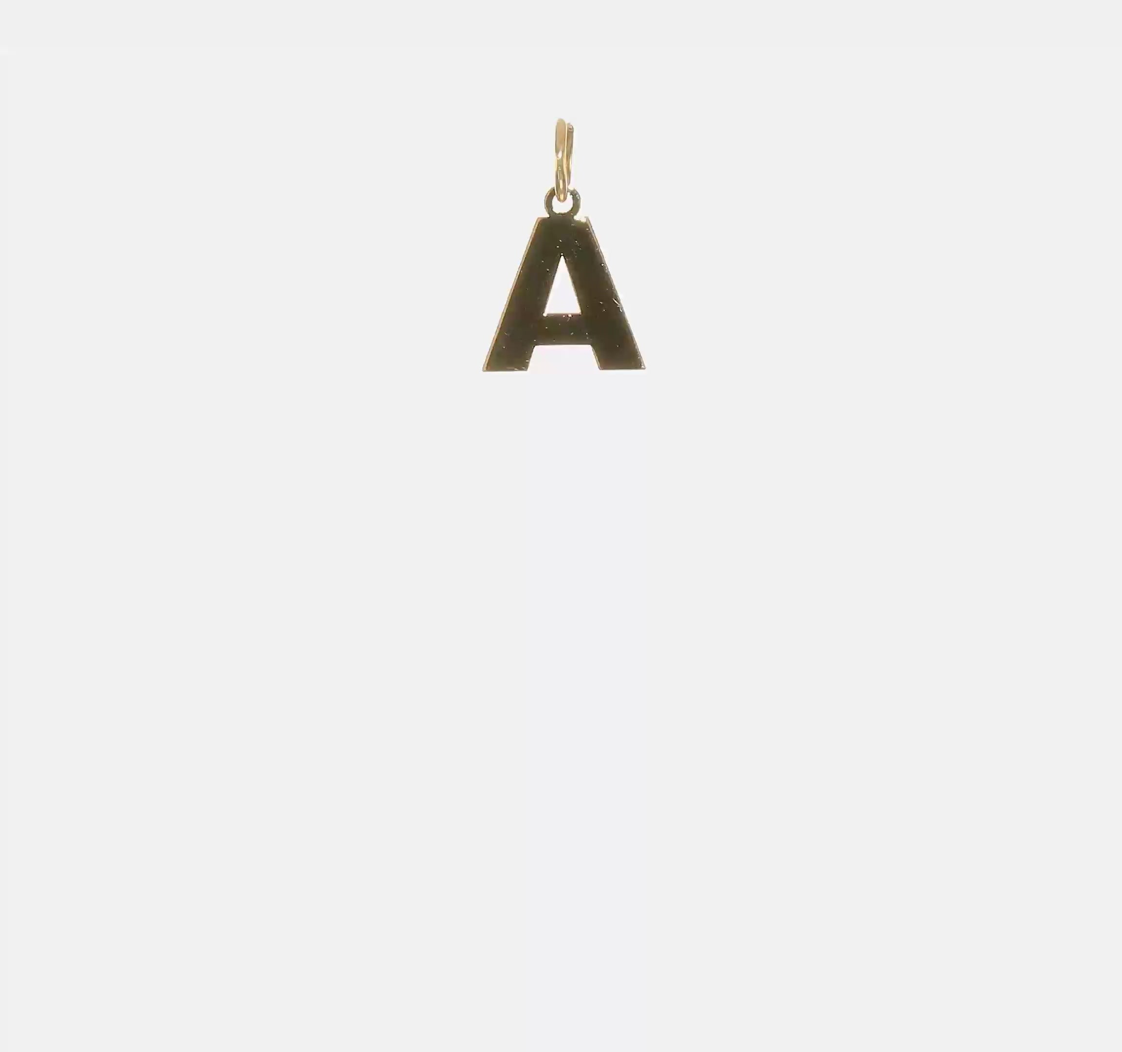 14k Yellow Gold Block Letter Initial Monogram Pendant