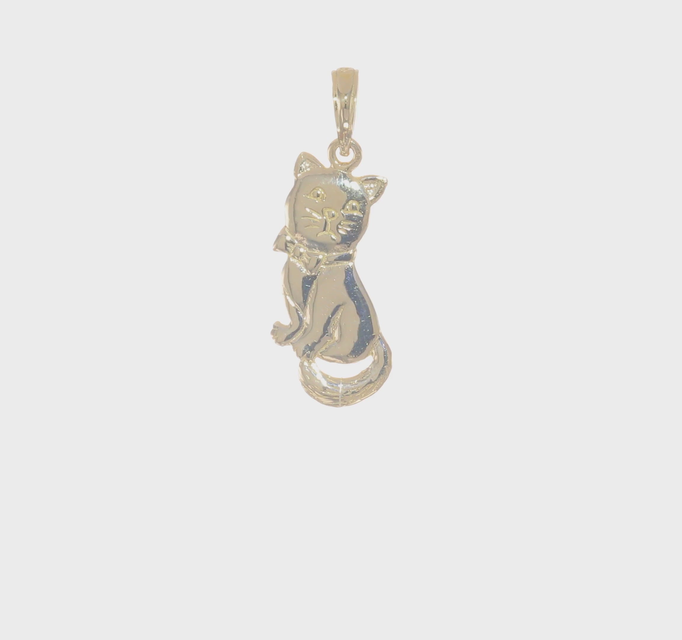 10k Yellow Gold Cat Charm Pendant, 24x9mm