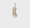 10k Yellow Gold Cat Charm Pendant, 24x9mm