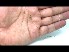 14k Yellow Solid Gold Mirror Box Chain Necklace, 0.6mm