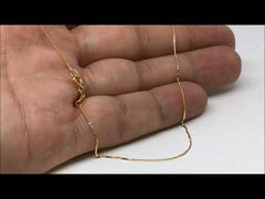 14k Yellow Solid Gold Mirror Box Chain Necklace, 0.6mm