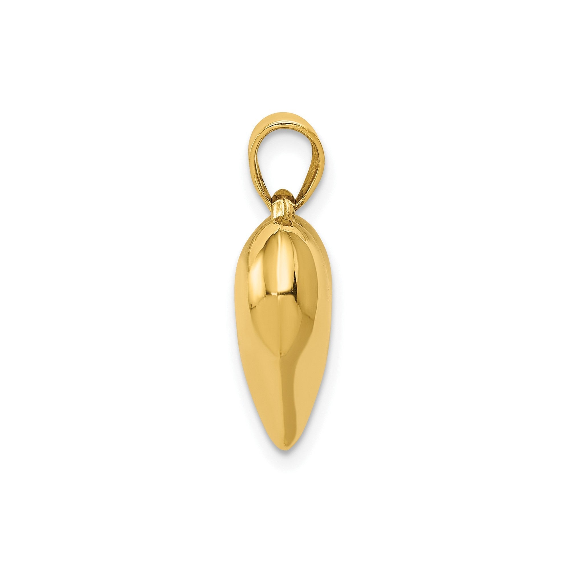 Real 14k Yellow Gold Polished 3 - D Puffed Heart Pendant Charm - JewelryAffairs