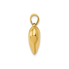 Real 14k Yellow Gold Polished 3 - D Puffed Heart Pendant Charm - JewelryAffairs