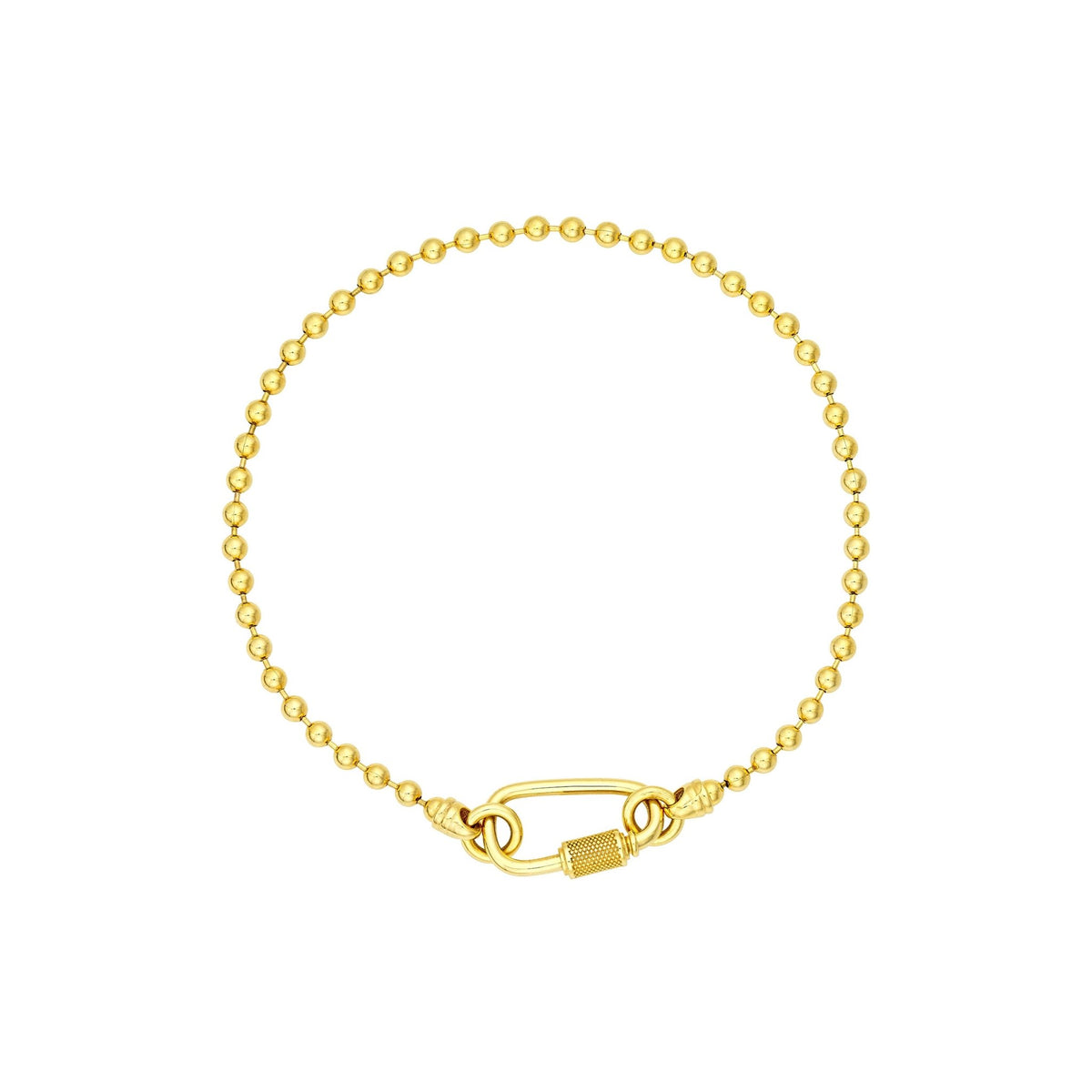 Real 14k Yellow Gold Unisex Oval Twist Barrel Lock Bead Bracelet, 8.5 Inch - JewelryAffairs