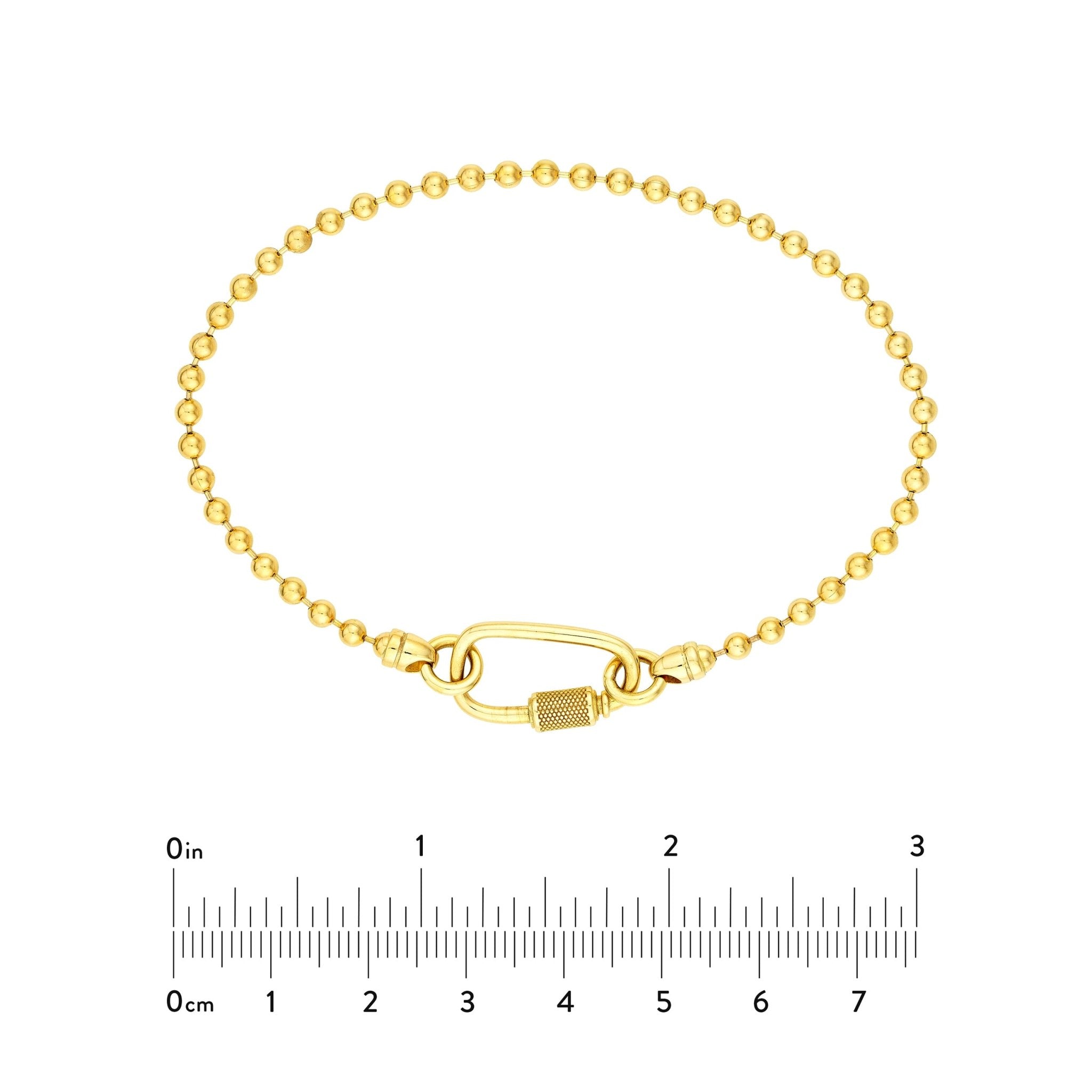 Real 14k Yellow Gold Unisex Oval Twist Barrel Lock Bead Bracelet, 8.5 Inch - JewelryAffairs