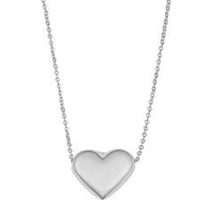 Real Gold Puffed Heart Pendant Necklace, 18"