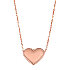 Real Gold Puffed Heart Pendant Necklace, 18"