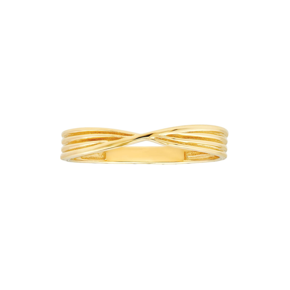Real Solid 14k Yellow Gold Textured Pinched Band Ring - JewelryAffairs