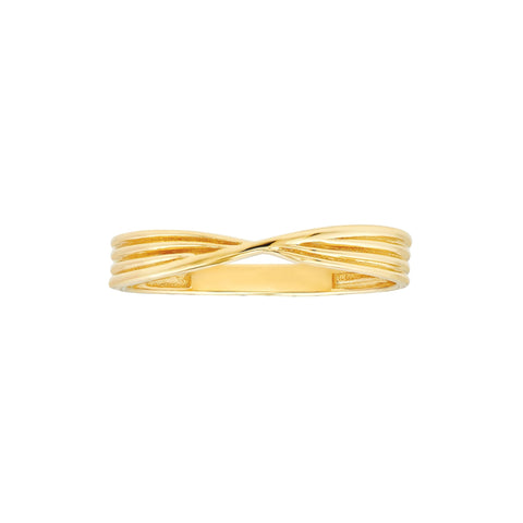 Real Solid 14k Yellow Gold Textured Pinched Band Ring